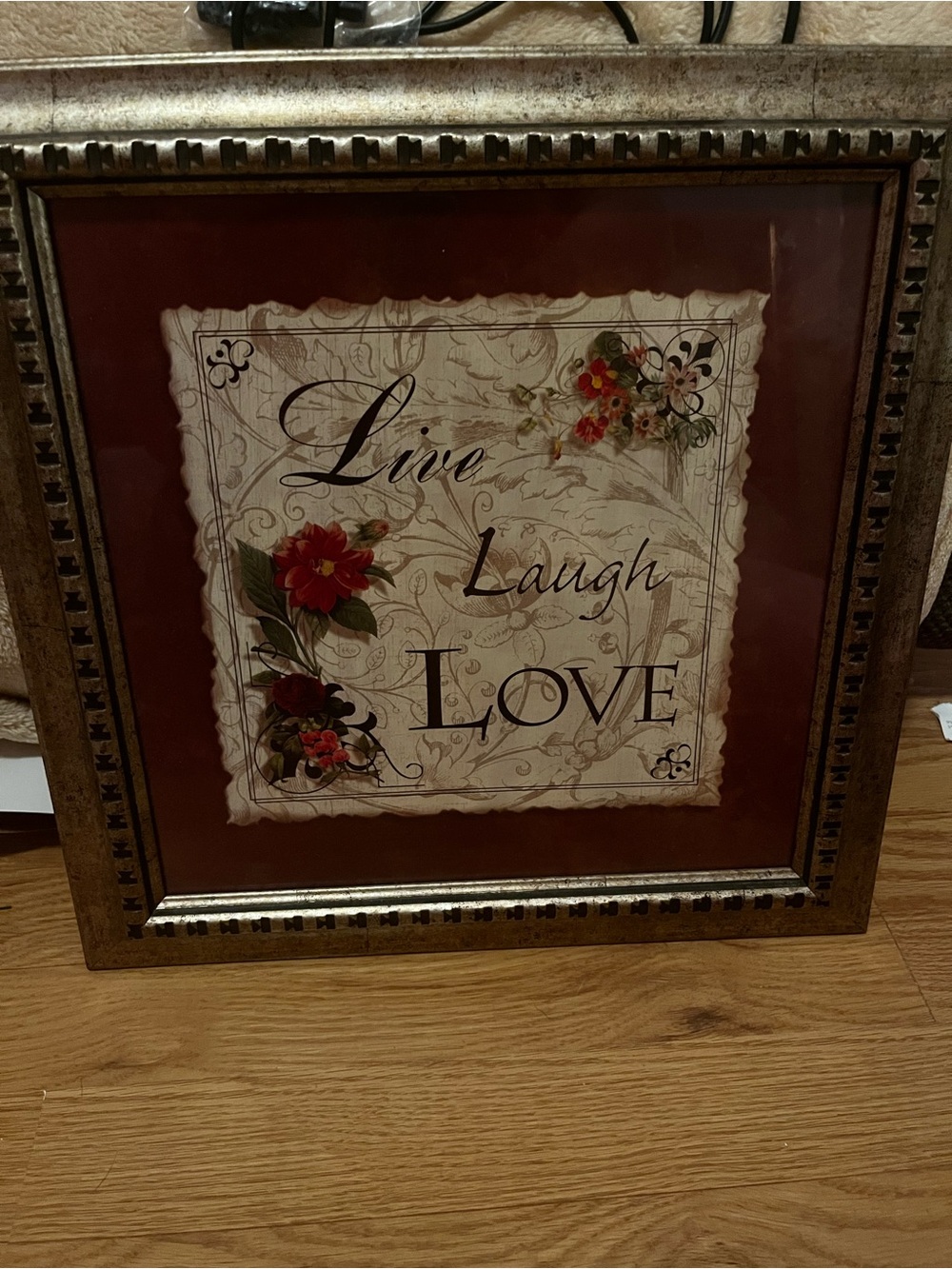 Live Laugh Love Framed Wall Art - Red Floral